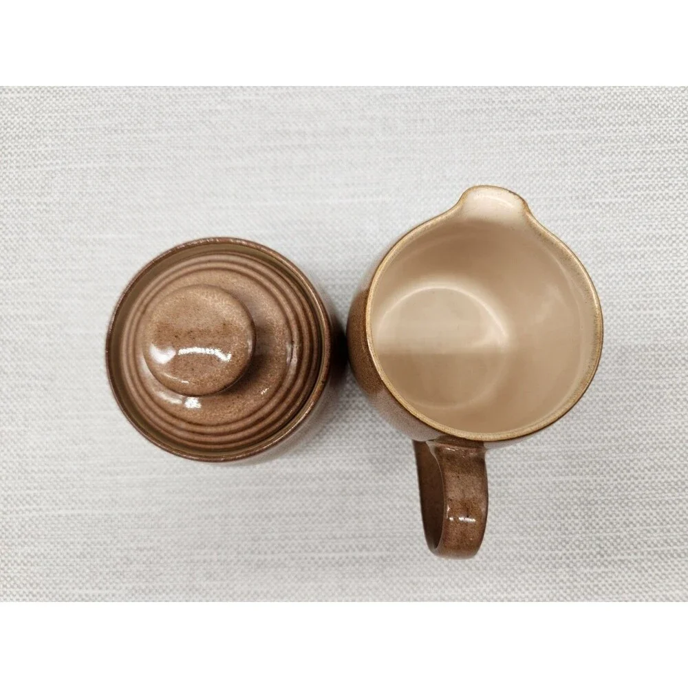 Denby Langley Greystone Brown Sugar Bowl And Creamer Jug Set Discontinued